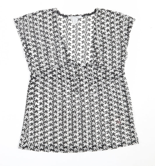 Primark Girls Black  Polyester Basic Blouse Size 7-8 Years V-Neck