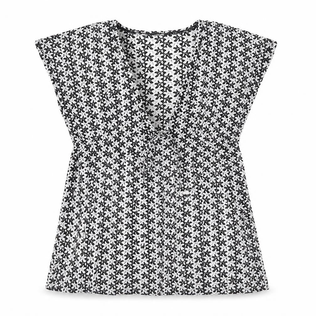 Primark Girls Black  Polyester Basic Blouse Size 7-8 Years V-Neck