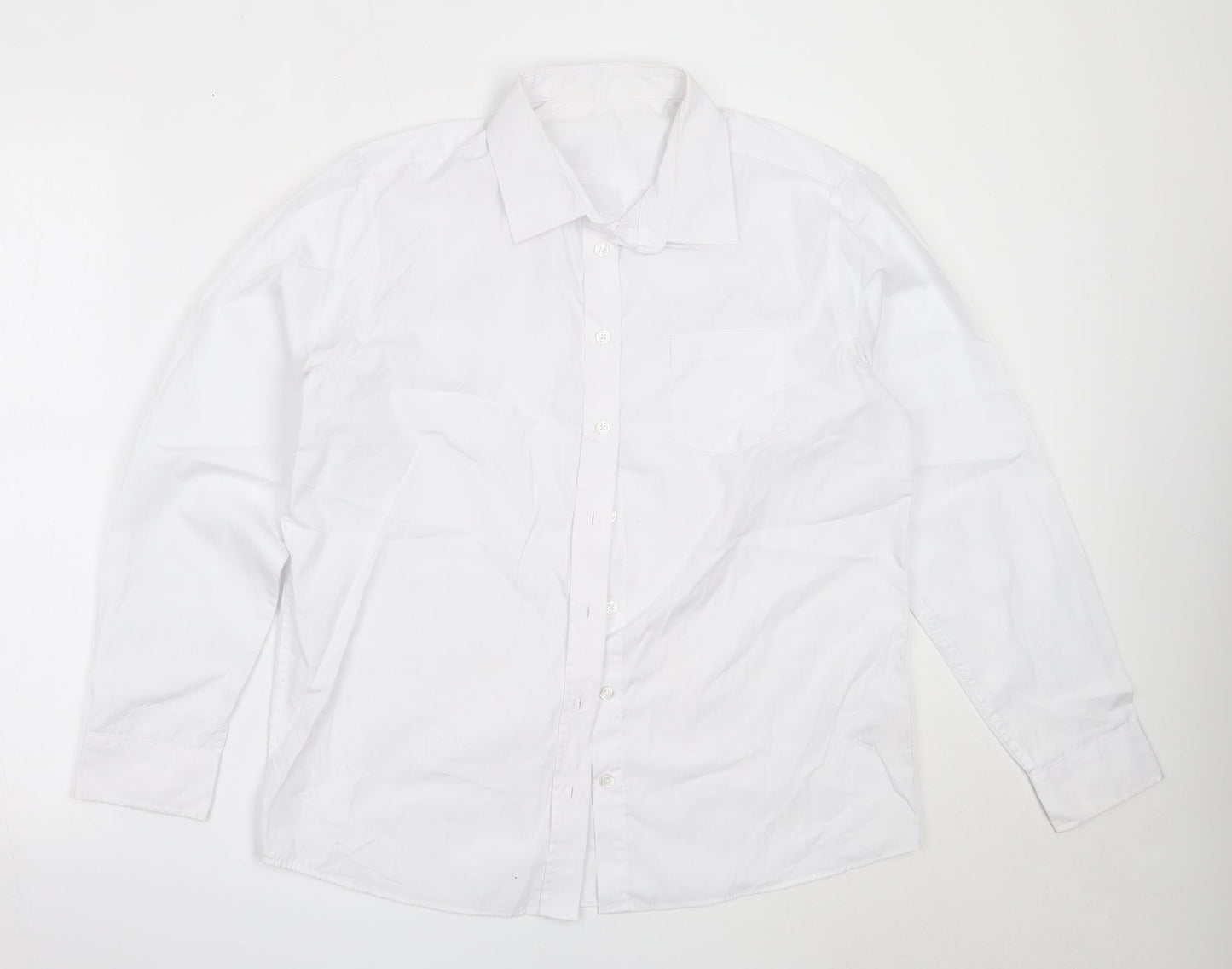 Matalan Boys White  Polyester Basic Button-Up Size 16 Years Collared  - school