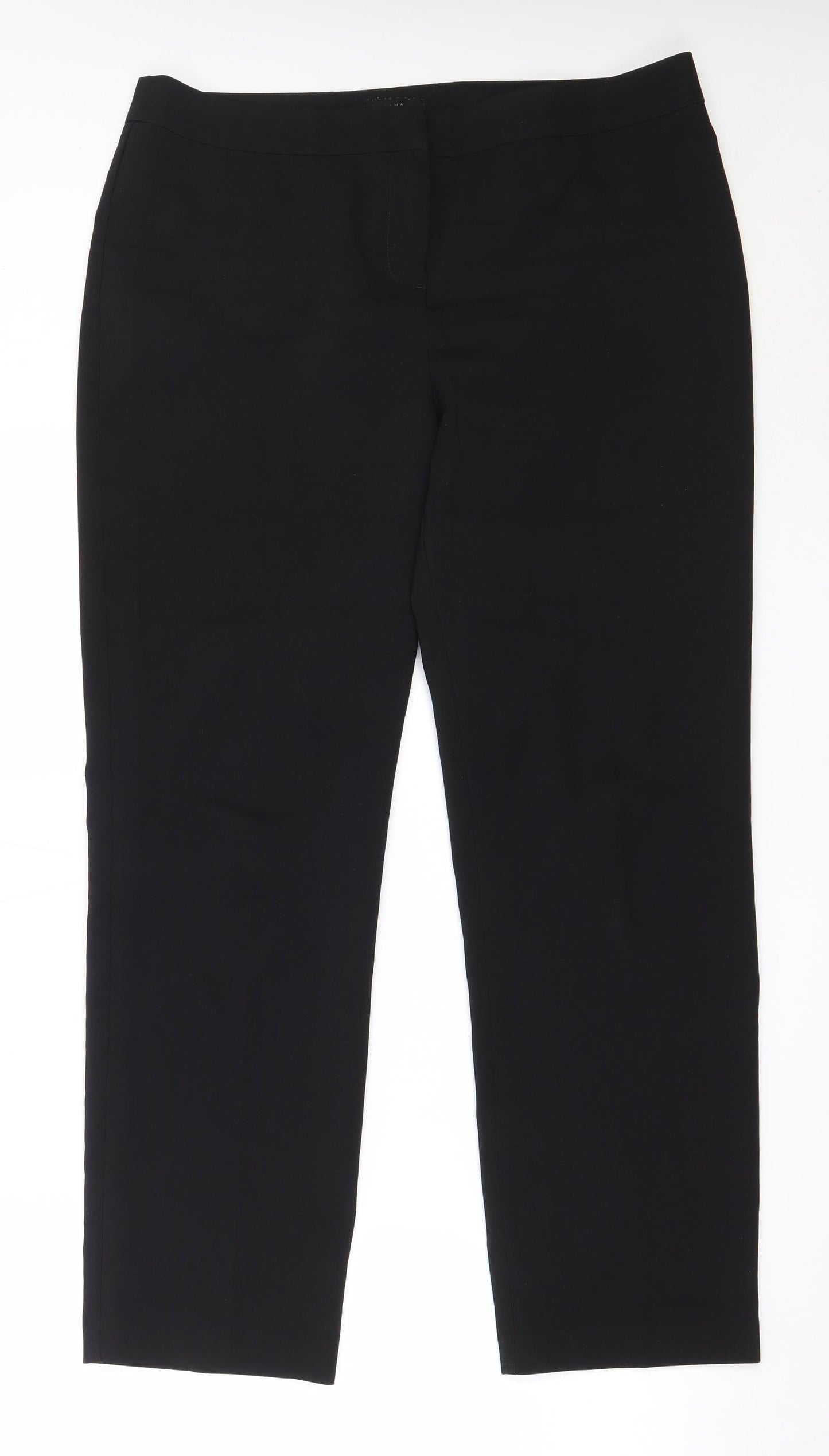 Papaya Womens Black  Polyester Trousers  Size 14 L28.5 in Regular