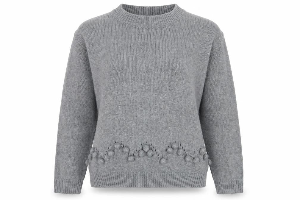 Studio Womens Grey Round Neck  Acrylic Pullover Jumper Size 16