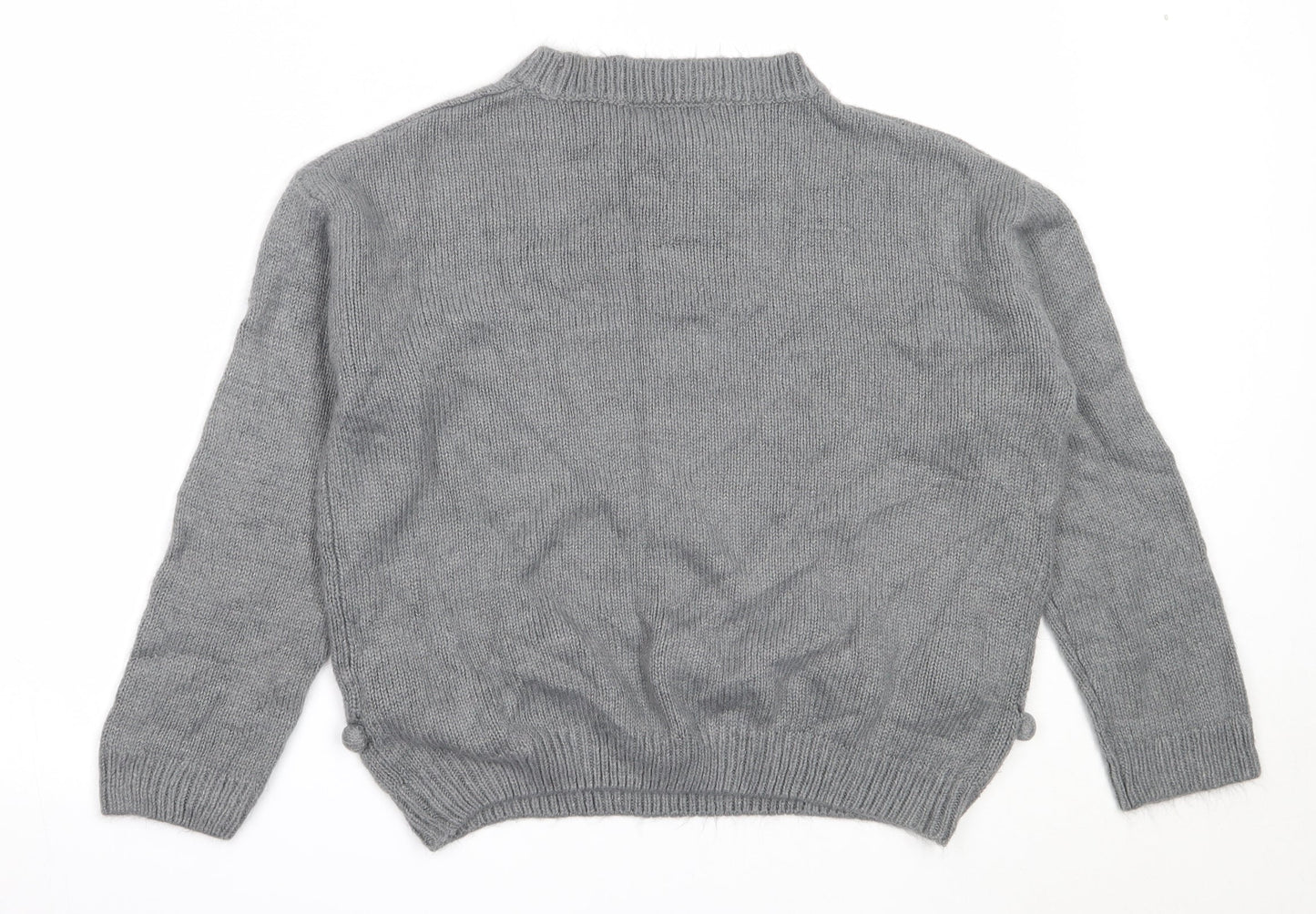 Studio Womens Grey Round Neck  Acrylic Pullover Jumper Size 16