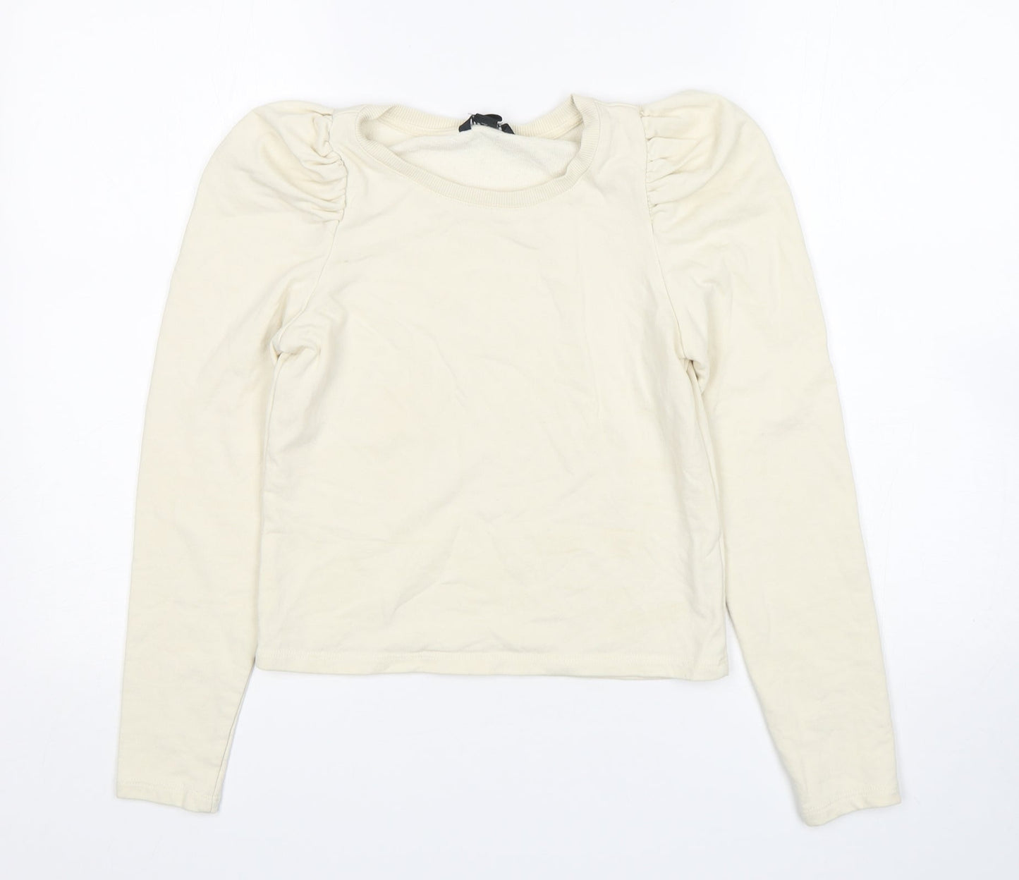 Monkl Womens Beige  Cotton Pullover Sweatshirt Size 2XS