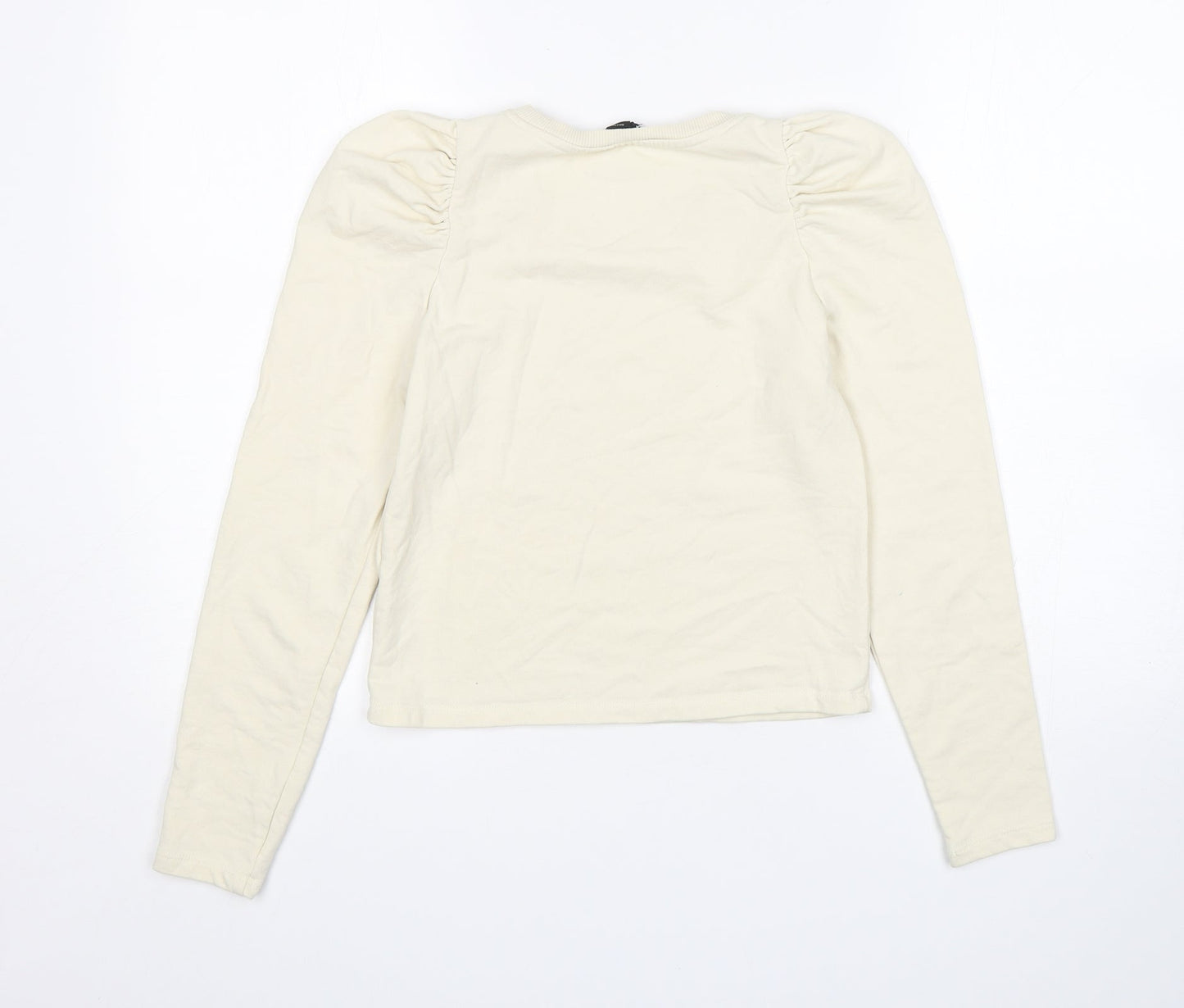 Monkl Womens Beige  Cotton Pullover Sweatshirt Size 2XS