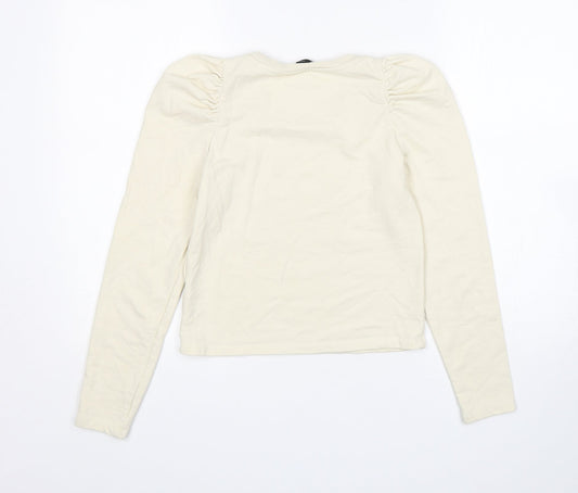 Monkl Womens Beige  Cotton Pullover Sweatshirt Size 2XS