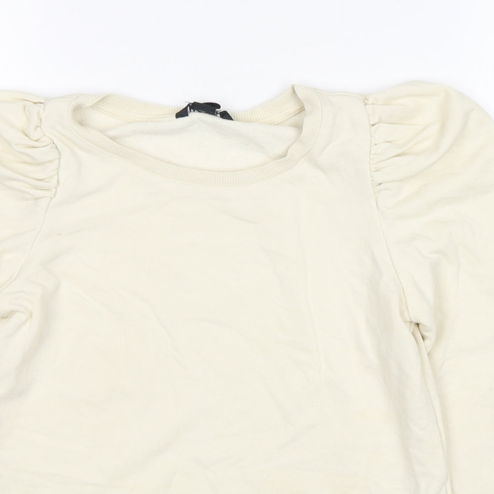 Monkl Womens Beige  Cotton Pullover Sweatshirt Size 2XS