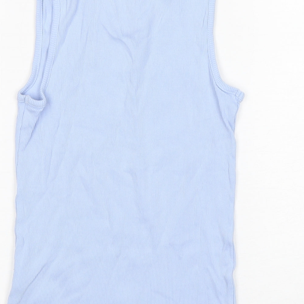 George Girls Blue  Cotton Basic Tank Size 9-10 Years Round Neck