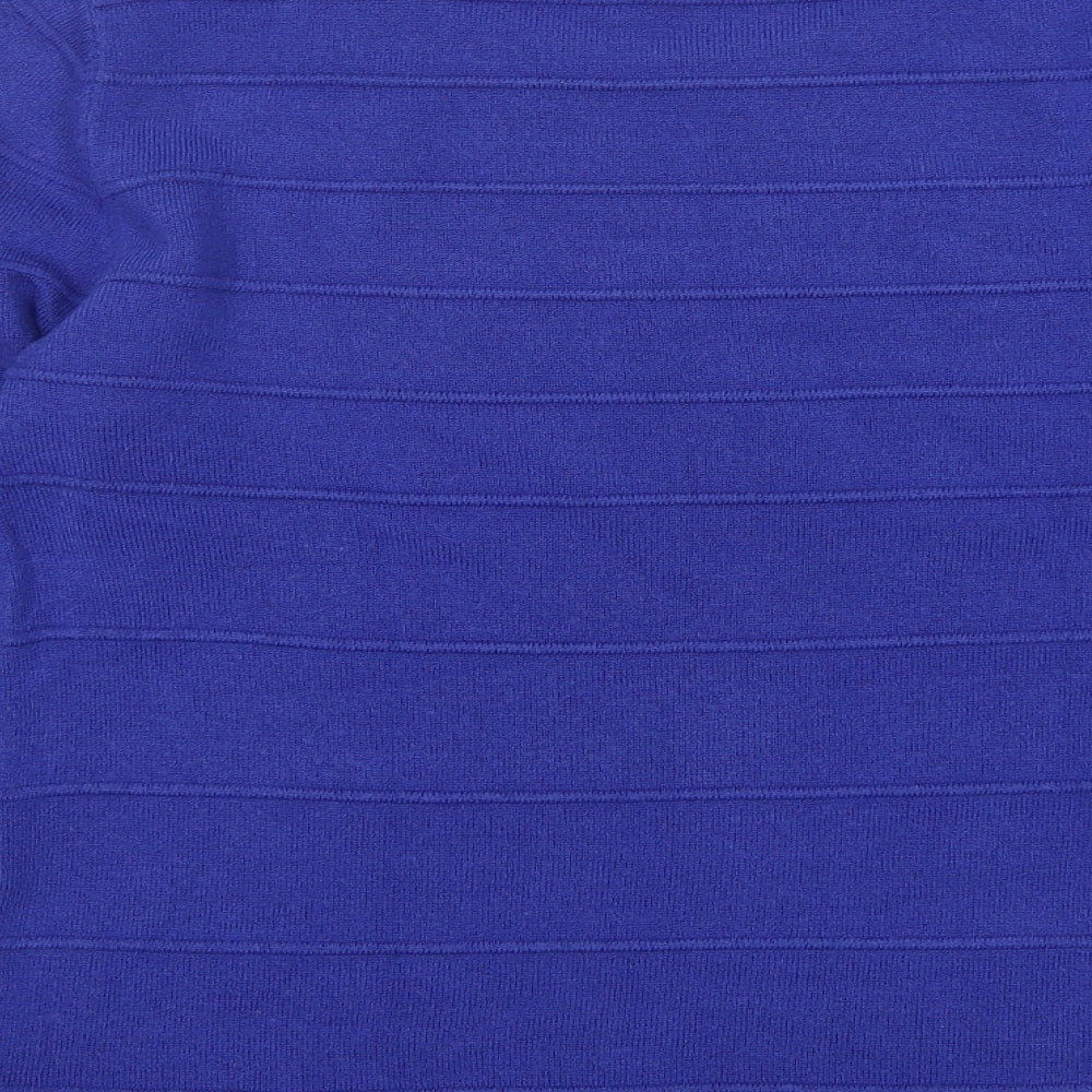 Mudflower Womens Blue Round Neck  Acrylic Pullover Jumper Size M