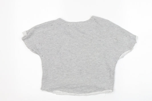 Sisley Girls Grey Round Neck  Cotton Pullover Jumper Size 6-7 Years