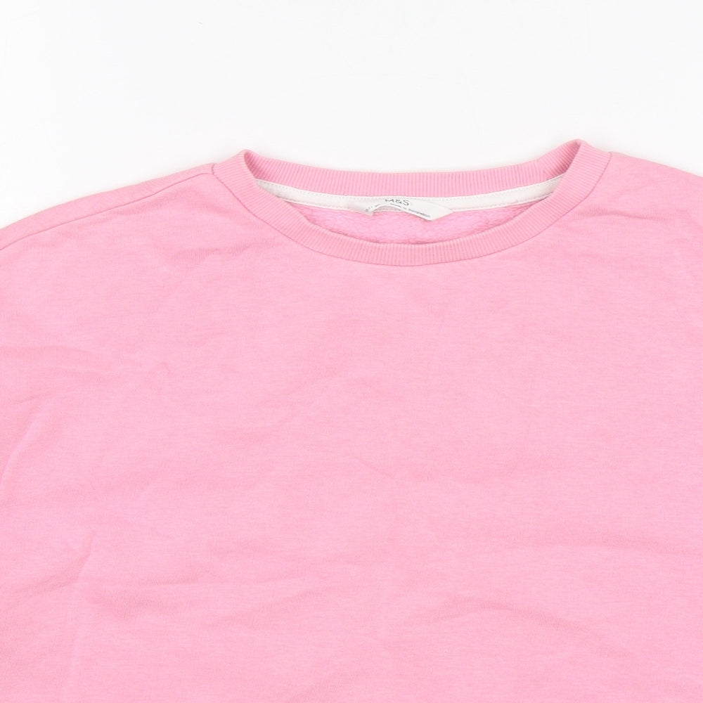 M&S Girls Pink  Cotton Pullover Sweatshirt Size 10-11 Years