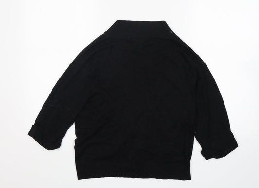M&Co Womens Black V-Neck  Viscose Cardigan Jumper Size L