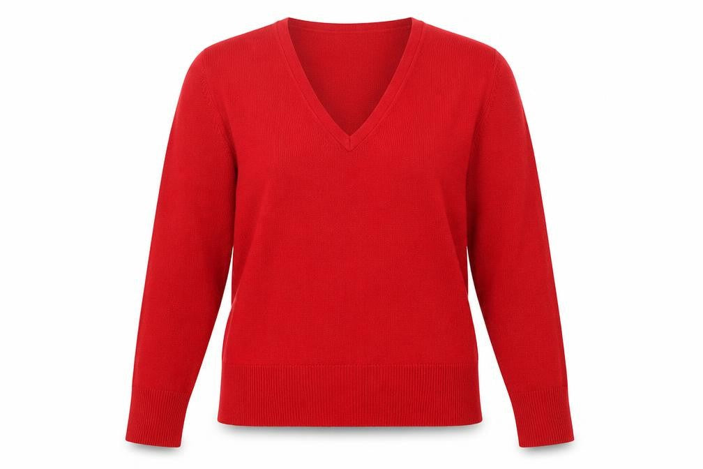 Sarah Hamilton  Womens Red V-Neck  Acrylic Pullover Jumper Size M