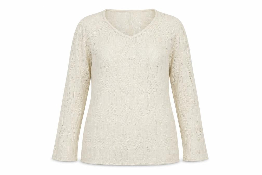 St Micheal Womens Beige V-Neck  Acrylic Pullover Jumper Size 10