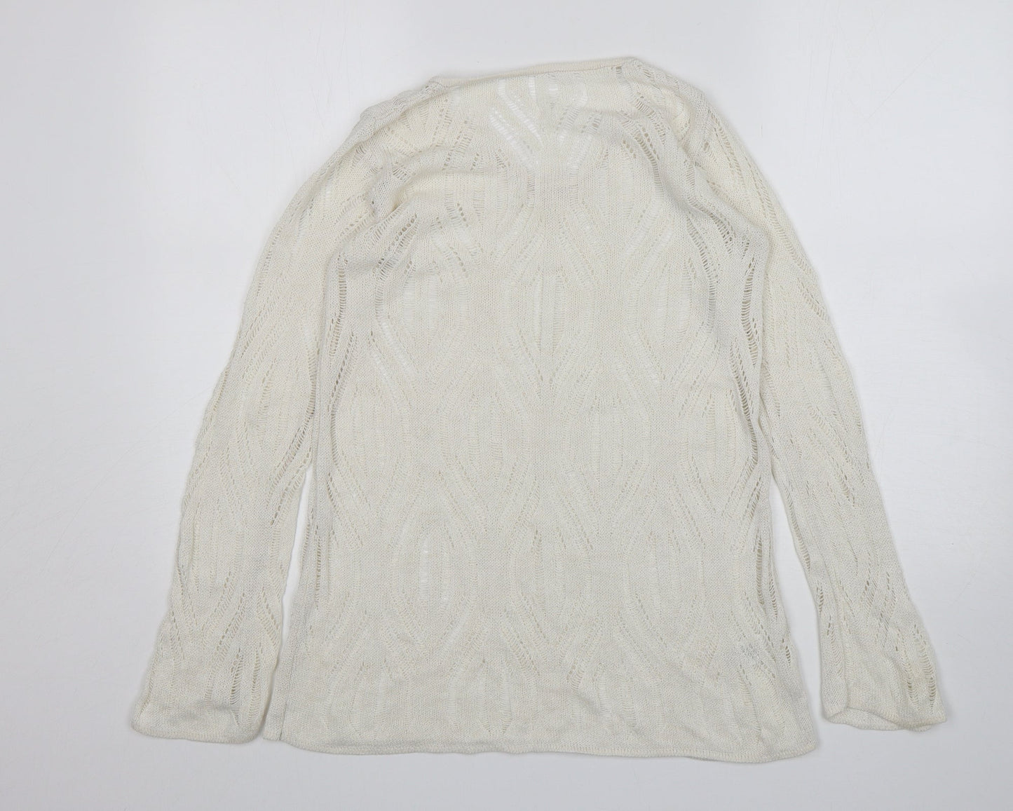 St Micheal Womens Beige V-Neck  Acrylic Pullover Jumper Size 10