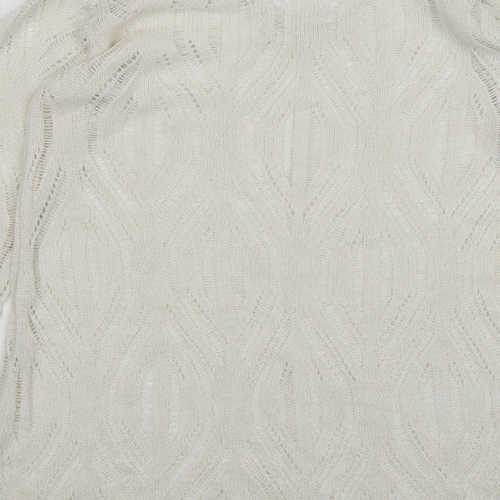 St Micheal Womens Beige V-Neck  Acrylic Pullover Jumper Size 10