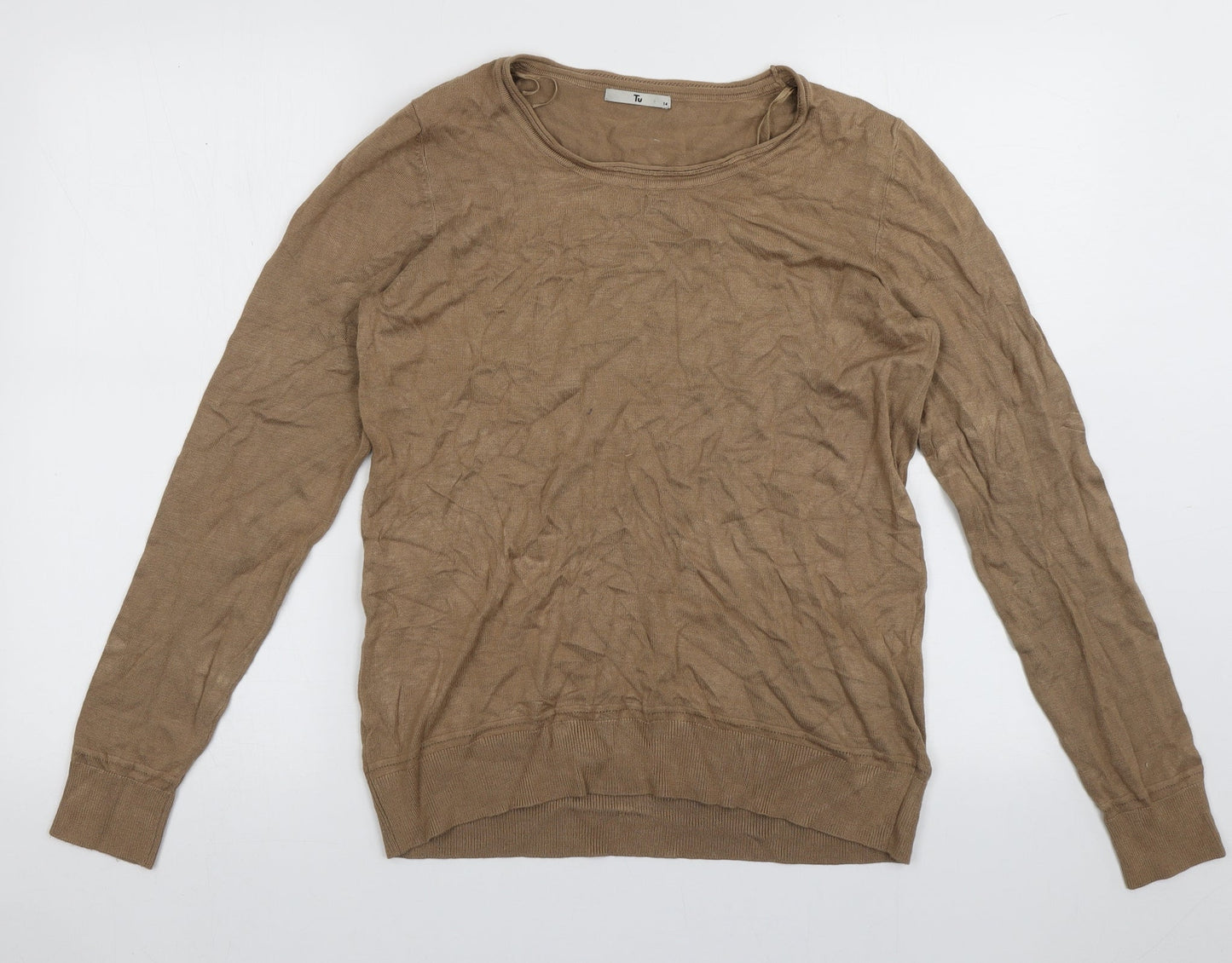 sainsburys Womens Brown Collared  Viscose Pullover Jumper Size 14