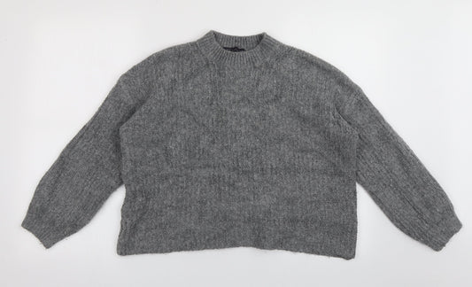 Marks and Spencer Womens Grey High Neck  Acrylic Pullover Jumper Size M