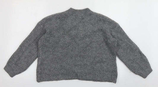 Marks and Spencer Womens Grey High Neck  Acrylic Pullover Jumper Size M