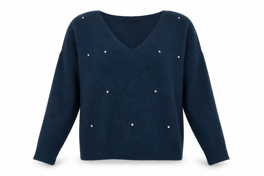 Marks and Spencer Womens Blue V-Neck  Acrylic Pullover Jumper Size 12