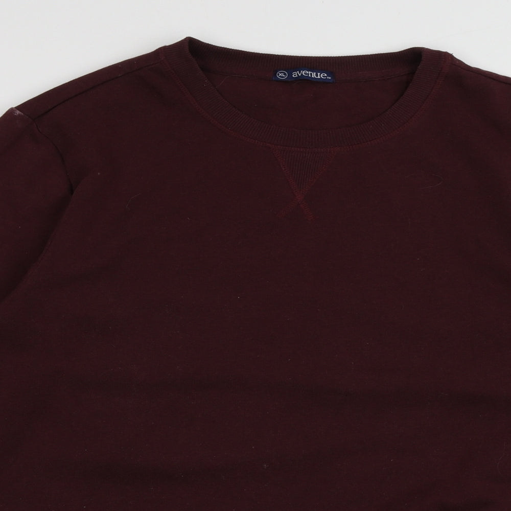 Avenue Mens Red Crew Neck  Cotton Pullover Jumper Size XL