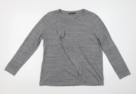 M&S Womens Grey  Polyacrylate Fibre Basic Blouse Size 16 Crew Neck