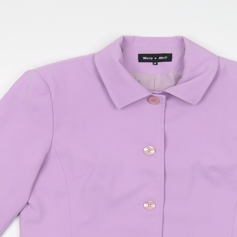 Warp + Weft Womens Purple   Jacket Blazer Size 14  Button