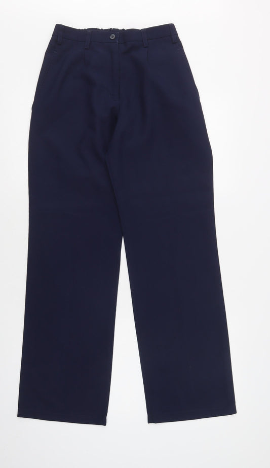 Tailored Image Womens Blue  Polyester Dress Pants Trousers Size 10 L32 in Regular Button