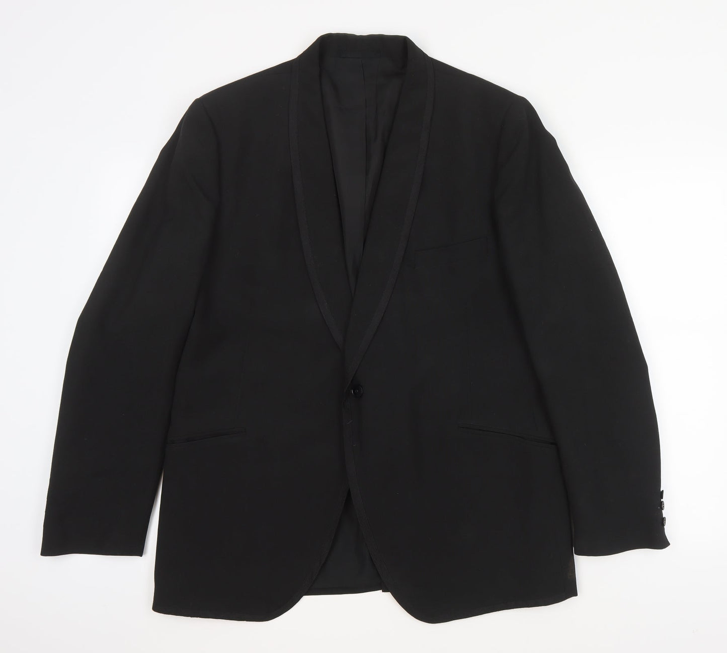 Blue Quill Mens Black  Wool Jacket Suit Jacket Size L