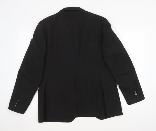Blue Quill Mens Black  Wool Jacket Suit Jacket Size L