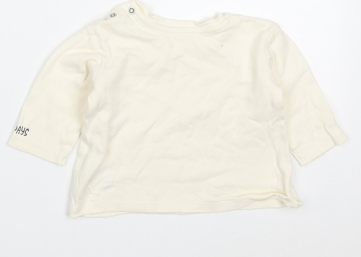 George Baby Beige  Cotton Basic T-Shirt Size 3-6 Months Round Neck Pullover - Fun Days