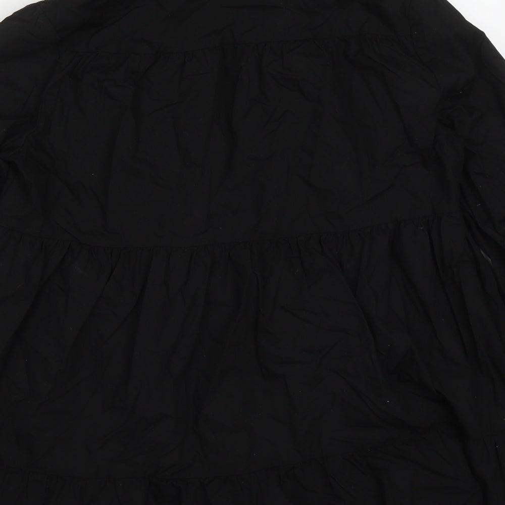 New Look Womens Black  Cotton Basic Button-Up Size 10 Collared