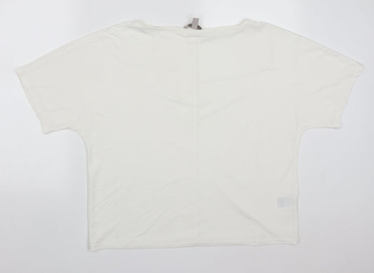 H&M Womens White  Polyester Basic T-Shirt Size M Round Neck