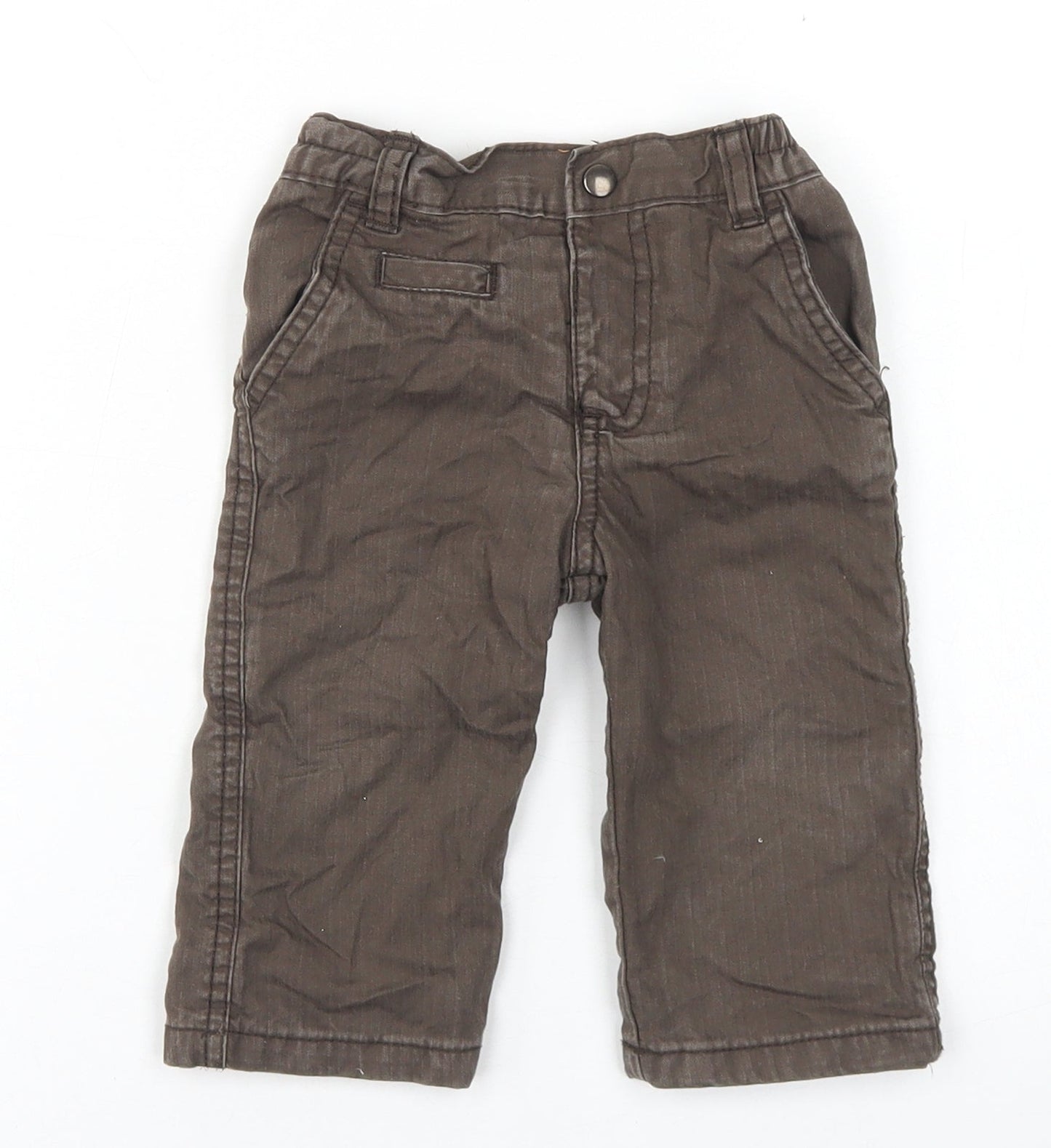 George Boys Brown  Cotton Cargo Trousers Size 3-6 Months  Snap