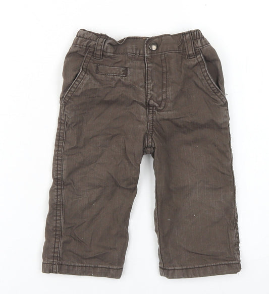 George Boys Brown  Cotton Cargo Trousers Size 3-6 Months  Snap