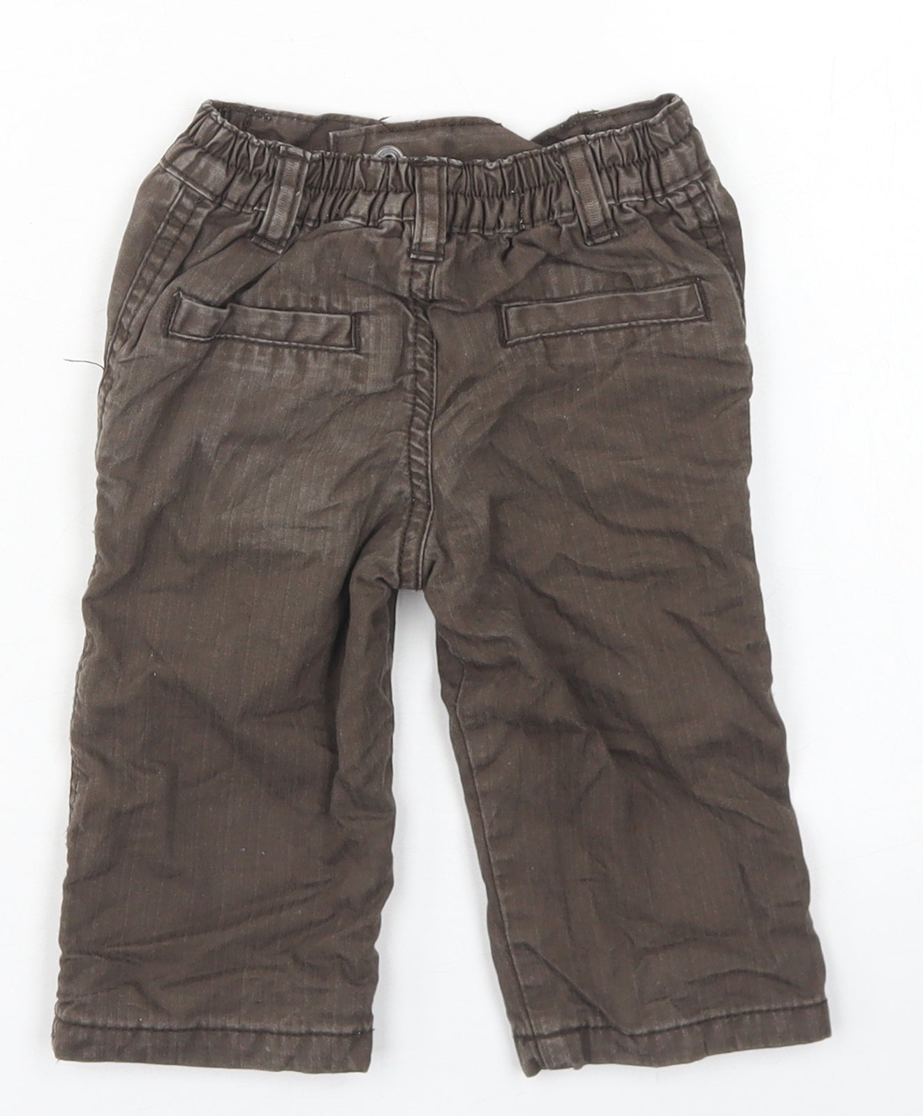 George Boys Brown  Cotton Cargo Trousers Size 3-6 Months  Snap