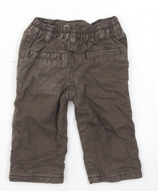 George Boys Brown  Cotton Cargo Trousers Size 3-6 Months  Snap
