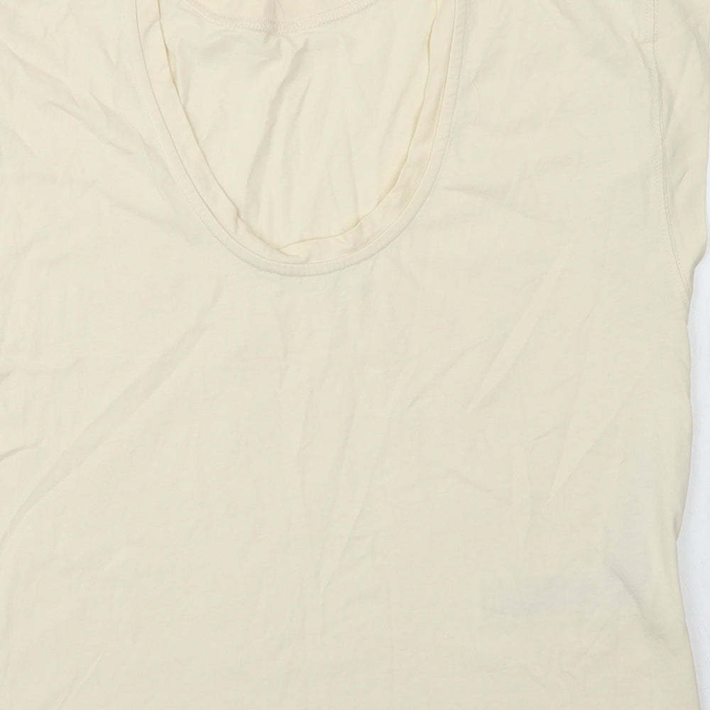 MNG Womens Ivory  Cotton Basic T-Shirt Size XS Round Neck - Scoop neck back