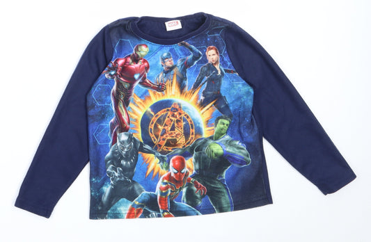 Matalan Boys Blue Solid Polyester  Pyjama Top Size 6 Years   - marvel