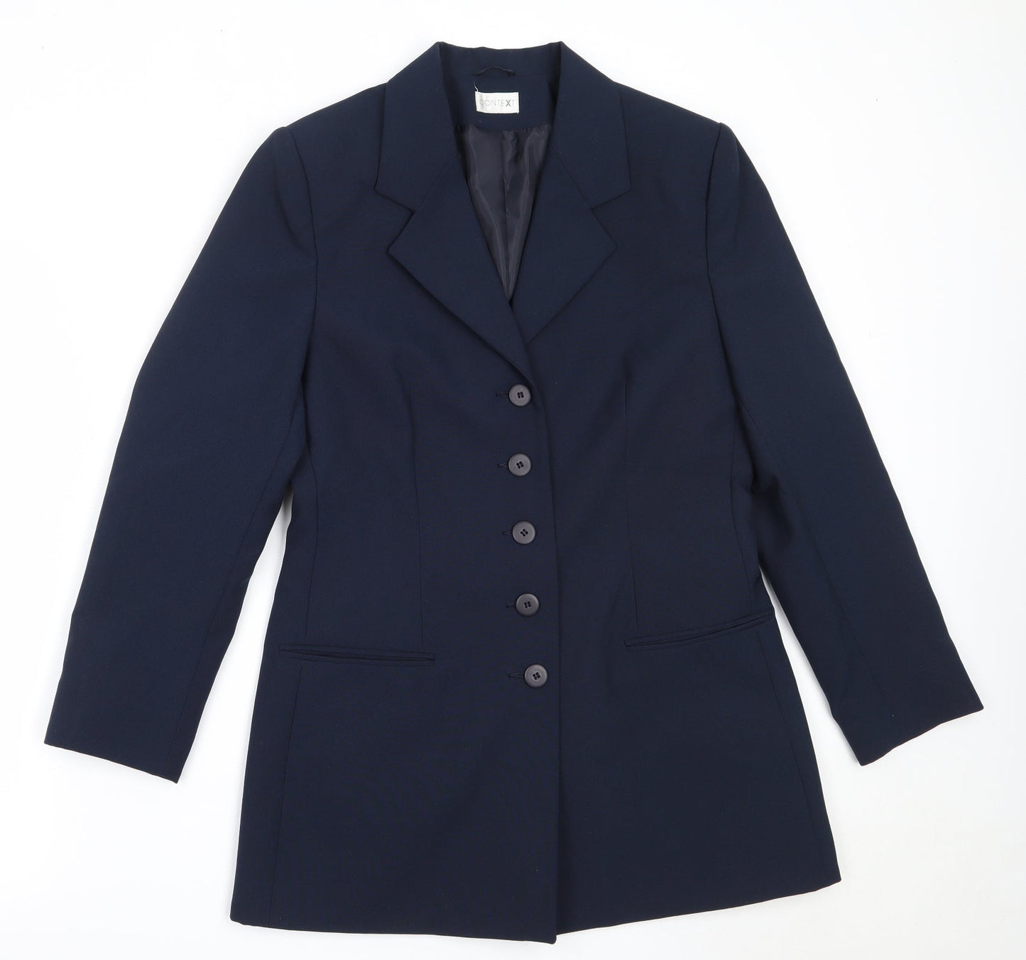 CONTEXT Womens Blue  Polyester Jacket Blazer Size 12