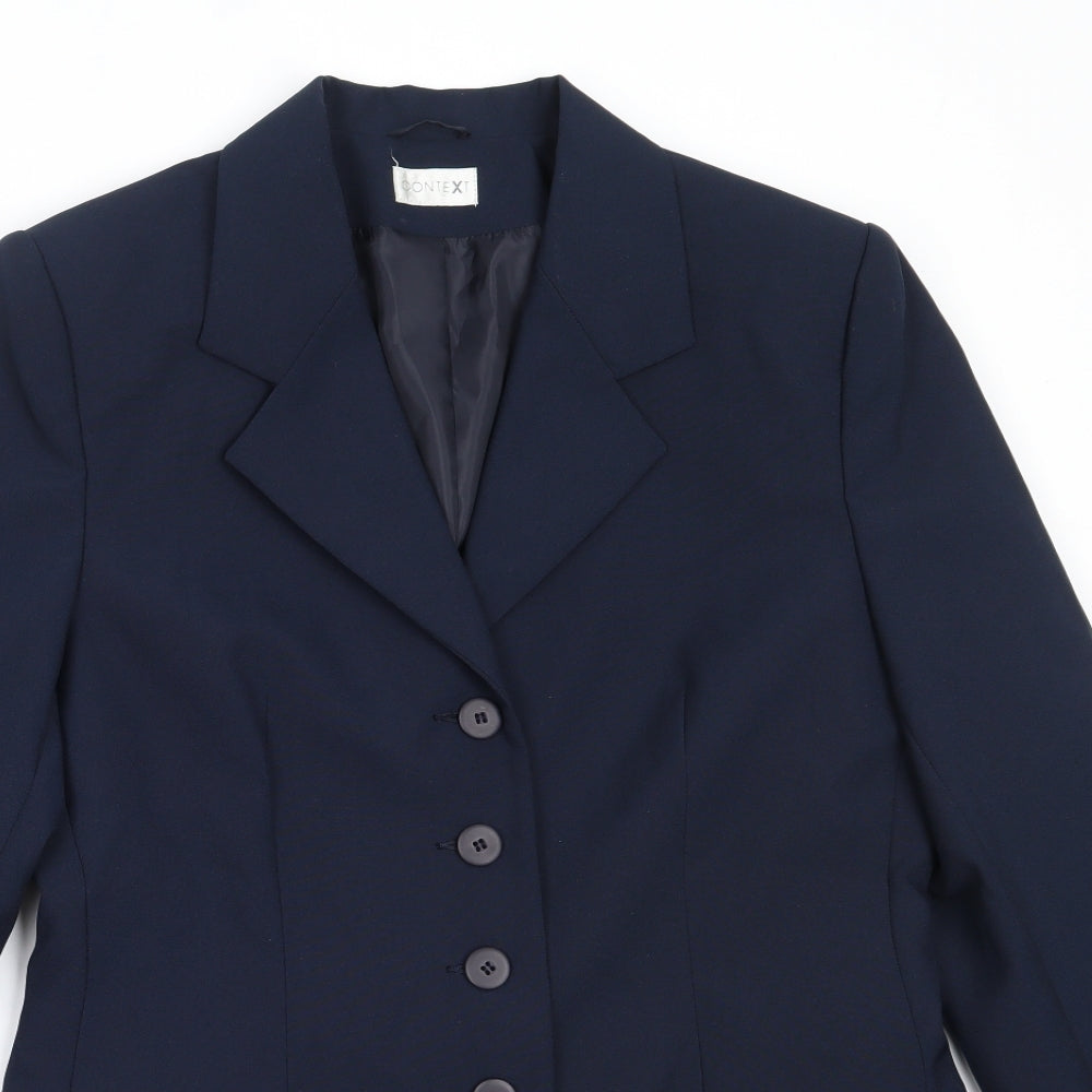 CONTEXT Womens Blue  Polyester Jacket Blazer Size 12