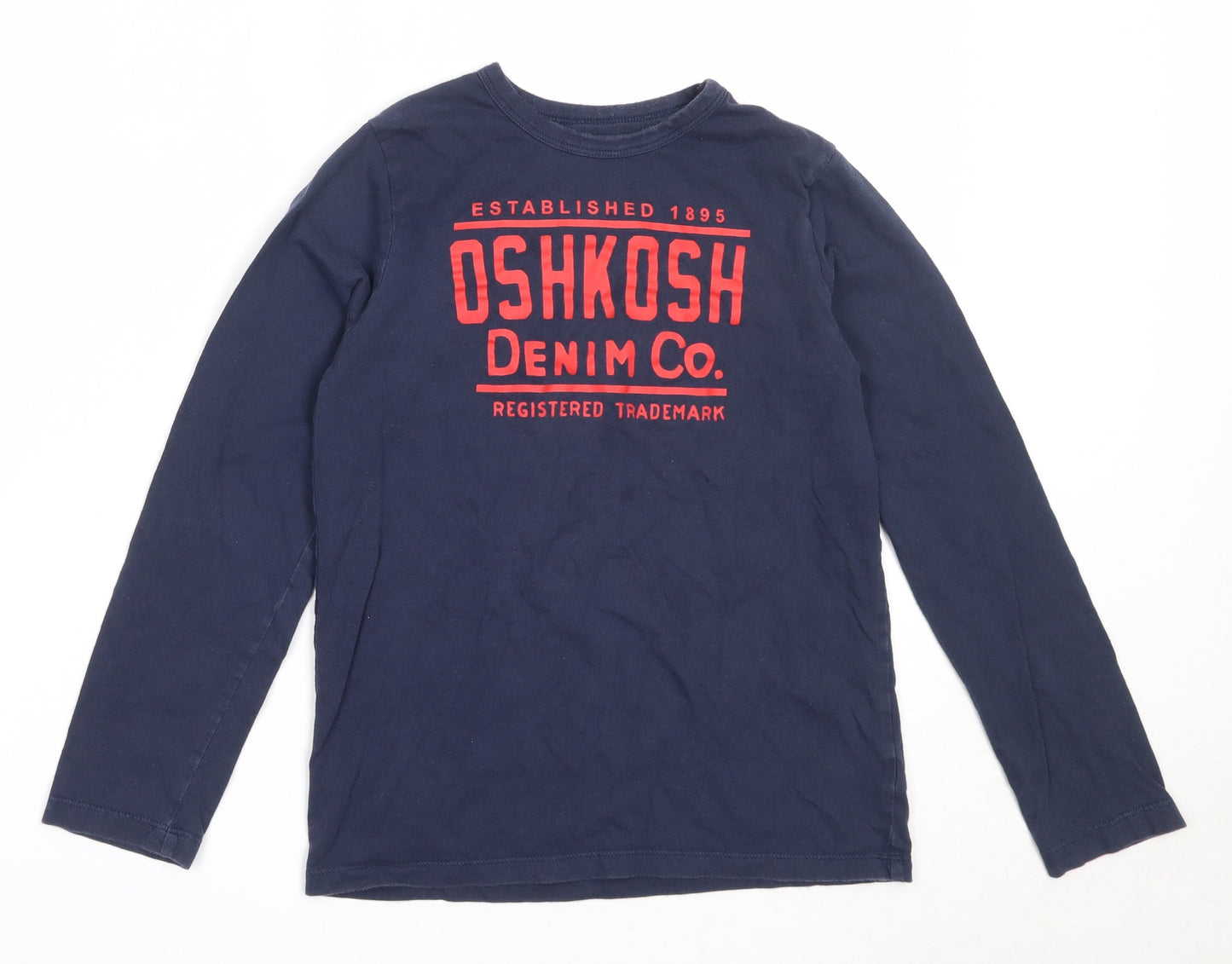 Oshkosh Boys Blue  Cotton Basic T-Shirt Size 10 Years Round Neck