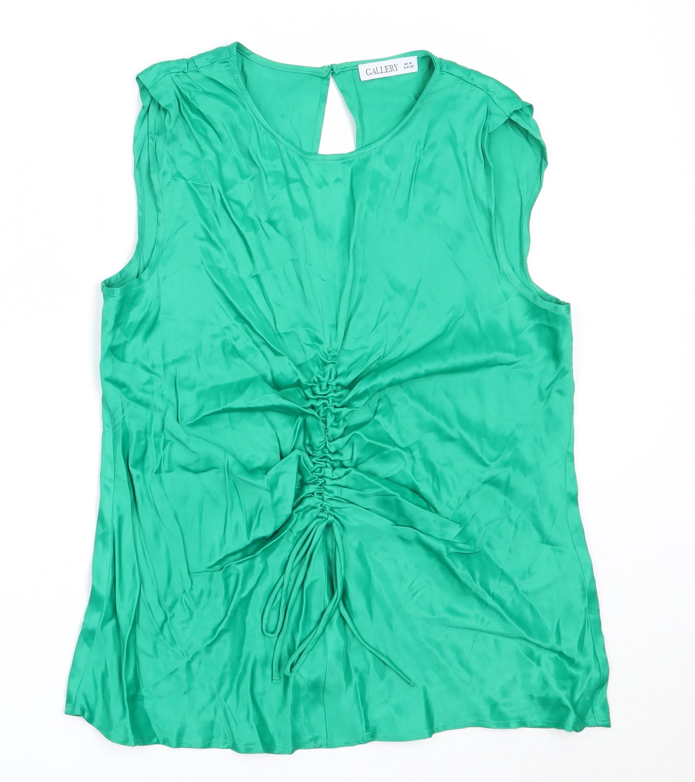 Gallery Womens Green  Polyester Basic Blouse Size 10 Round Neck