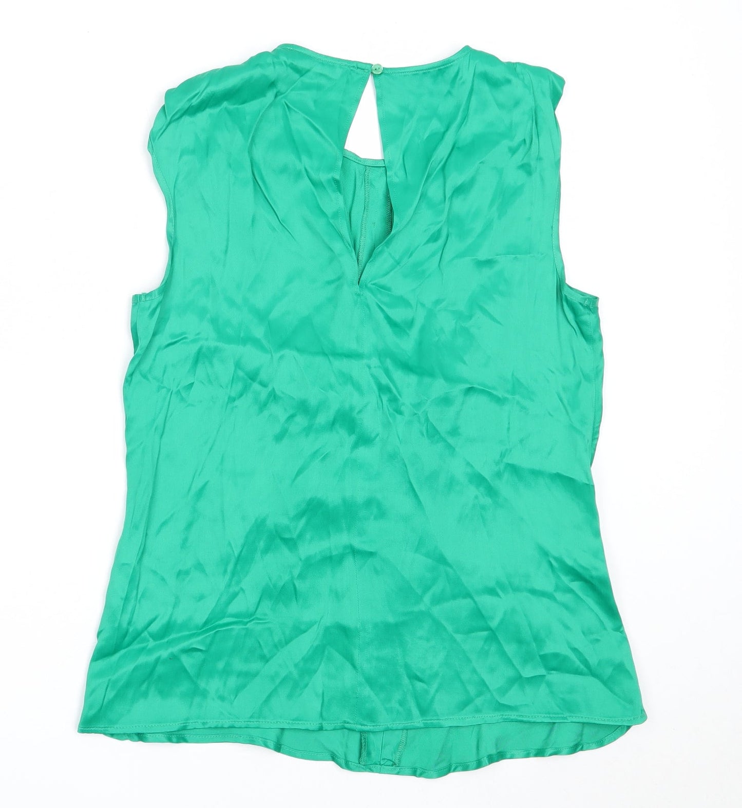 Gallery Womens Green  Polyester Basic Blouse Size 10 Round Neck