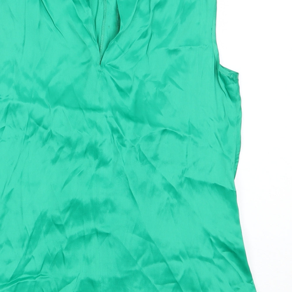 Gallery Womens Green  Polyester Basic Blouse Size 10 Round Neck