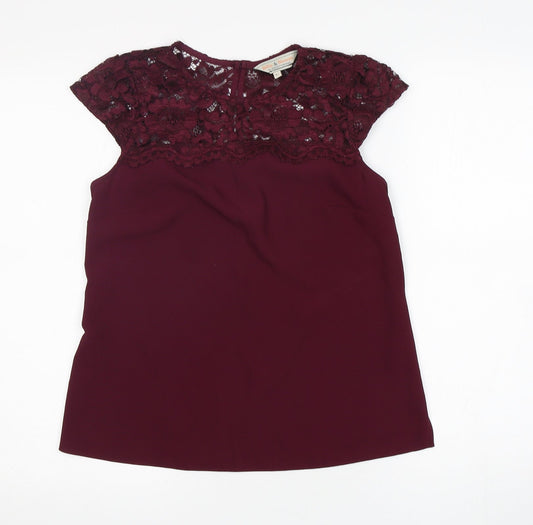 Dorothy Perkins Womens Purple  Polyester Basic Blouse Size 8 Round Neck