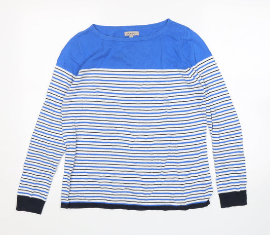 Ken Womens Multicoloured Round Neck Striped Cotton Pullover Jumper Size M