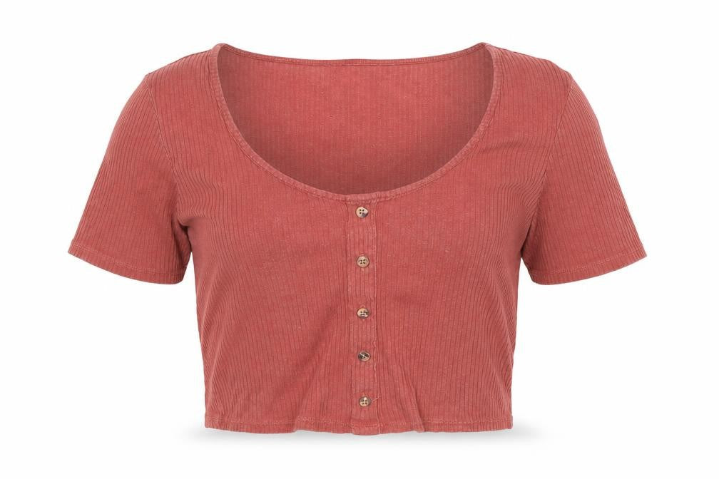 Topshop Girls Pink  Cotton Cropped T-Shirt Size 10 Years Scoop Neck