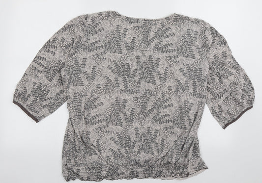 NEXT Womens Grey Geometric Viscose Basic Blouse Size 18 Square Neck