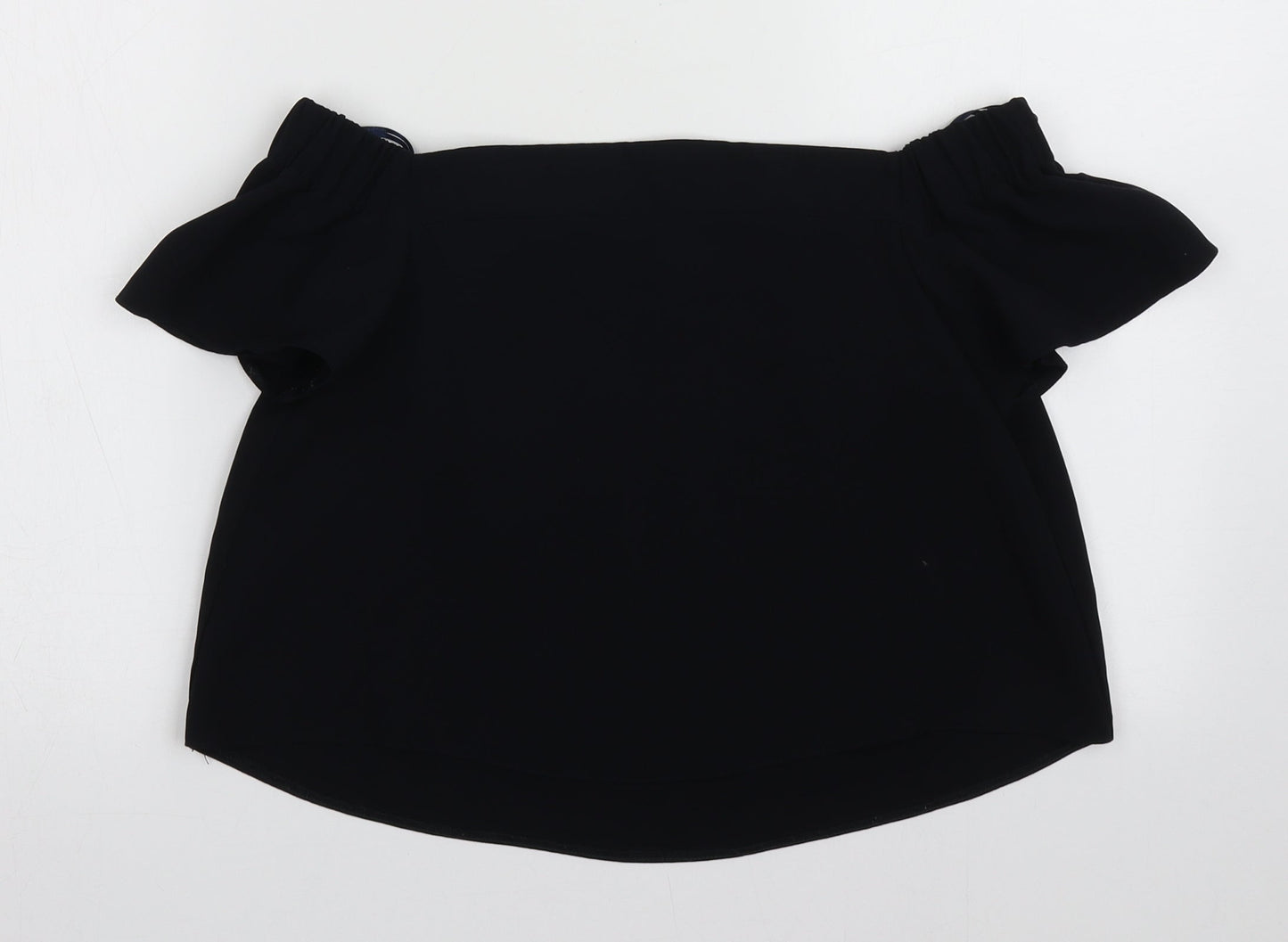 Topshop Womens Blue  Polyester Cropped Blouse Size 4 Off the Shoulder