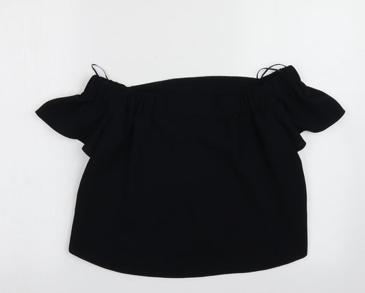 Topshop Womens Blue  Polyester Cropped Blouse Size 4 Off the Shoulder